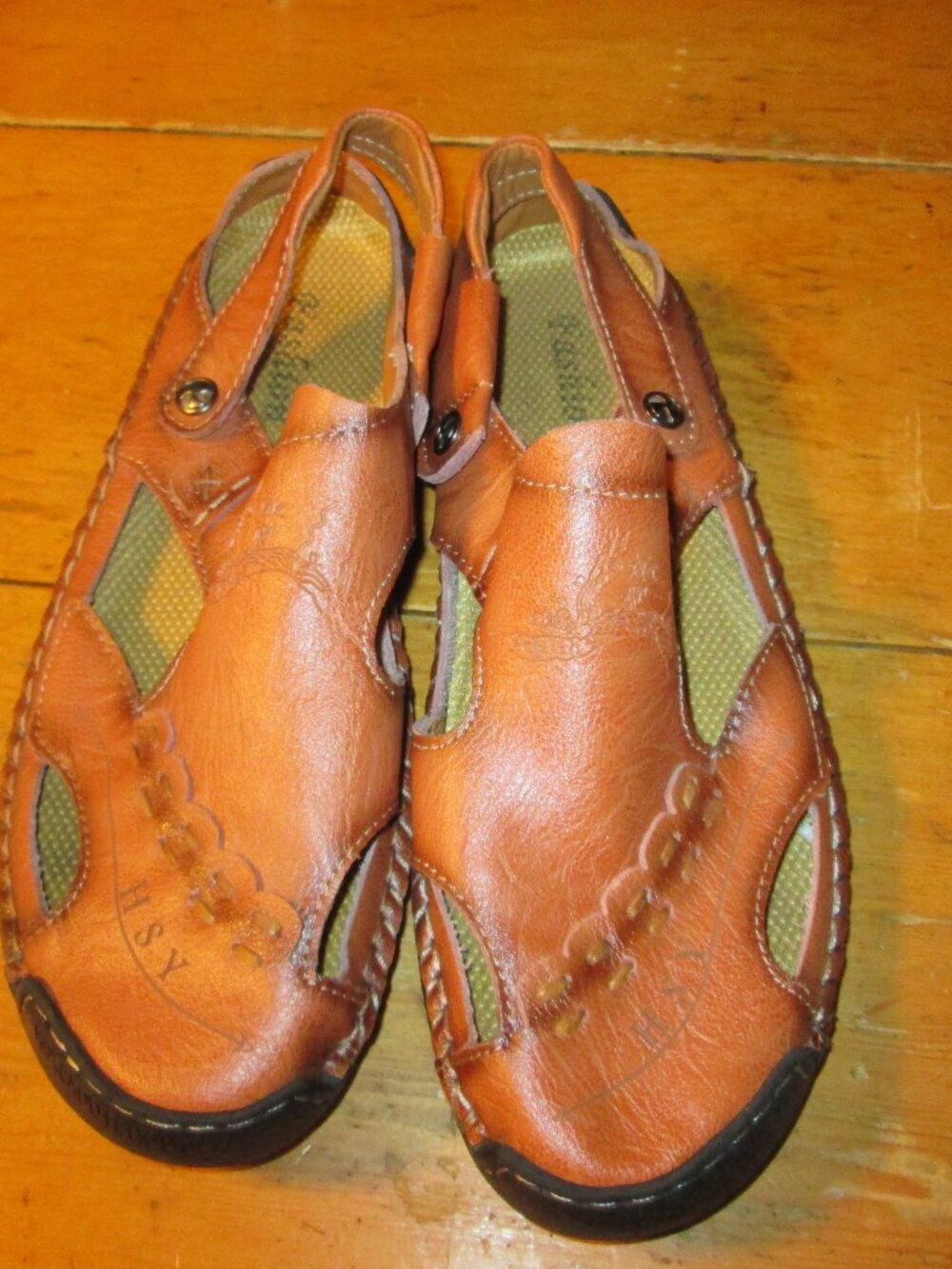 Mens New HSY Fashion Tooled Caoutchuo Leather sandals mens 10 EU 43 HSY fashions